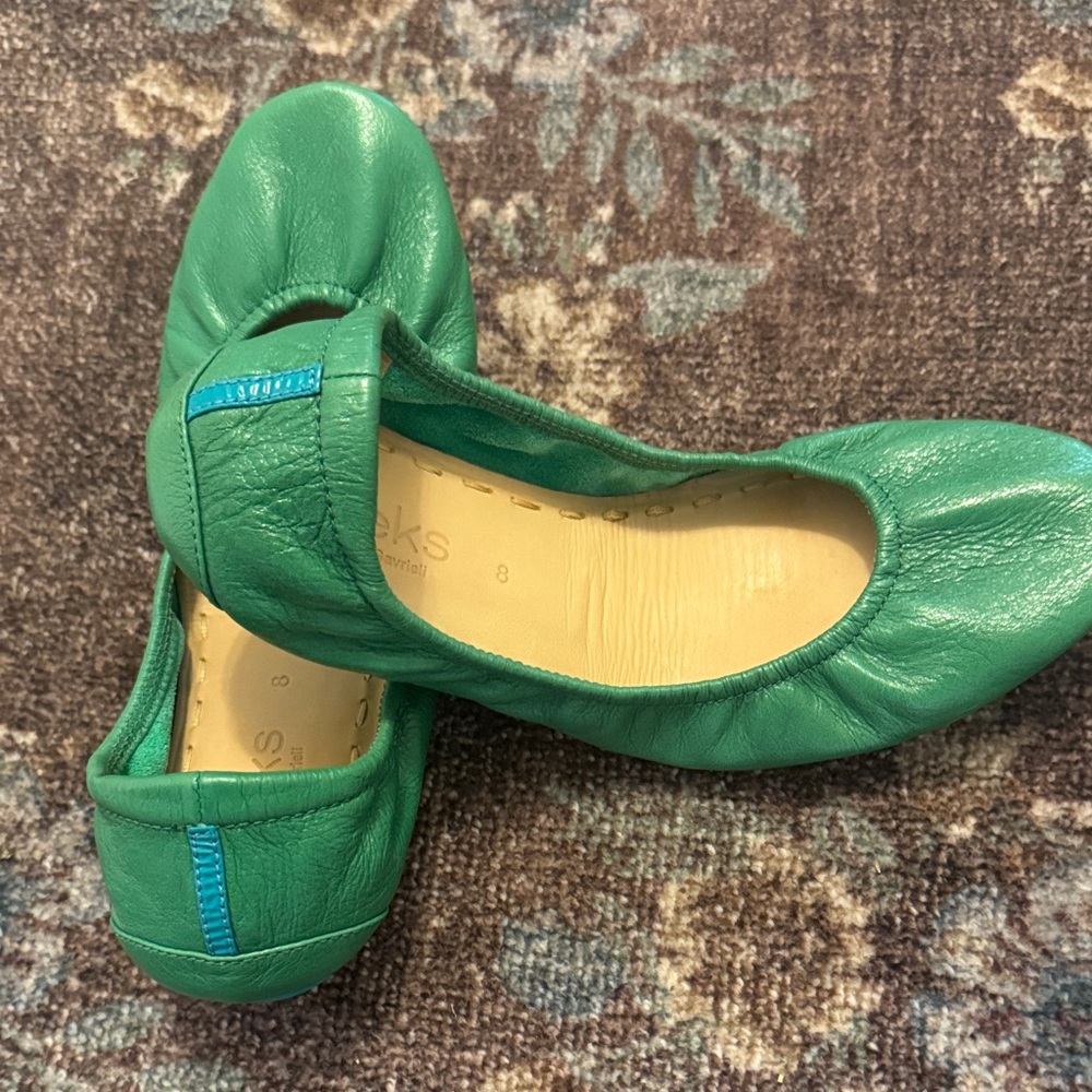Women's Green Leather Ballet Flats by Tieks